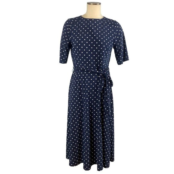 Anne Klein Polka Dot Midi Dress - Size 4 - Navy and White - New Without Tags - Picture 2 of 10